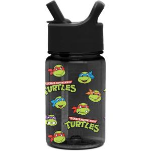 imageSimple Modern Blippi Kids Water Bottle Plastic BPAFree Tritan Cup with Leak Proof Straw Lid  Reusable and Durable for Toddlers Boys  Summit Collection  12oz Blippi SpaceViacomTMNT Turtles Unite