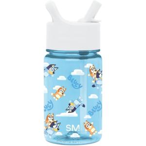 imageSimple Modern Blippi Kids Water Bottle Plastic BPAFree Tritan Cup with Leak Proof Straw Lid  Reusable and Durable for Toddlers Boys  Summit Collection  12oz Blippi SpaceBluey Sky
