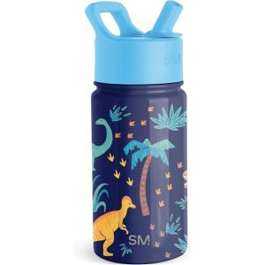 imageSimple Modern Kids Summit Water Bottle with Straw Lid  Blippi 14oz Stainless Steel Cup Insulated Tumbler for Toddlers School  Blippi SpaceJurassic Jungle