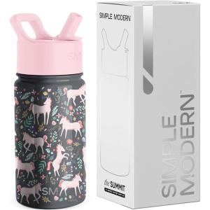 imageSimple Modern Kids Summit Water Bottle with Straw Lid  Blippi 14oz Stainless Steel Cup Insulated Tumbler for Toddlers School  Blippi SpaceUnicorn Fields