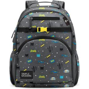 imageSimple Modern Medium Blippi Toddler Backpack for School Girls and Boys  Kindergarten Elementary Kids Backpack  Fletcher Collection  Kids  15quot tall  Blippi SpaceDc Batman Pow