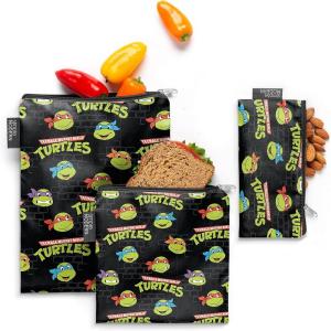 imageSimple Modern Disney Pixar Reusable Snack Bags for Kids Girls Boys  Food Safe BPA ampamp Phthalate Free Polyester Zip Pouches  Washable Sandwich Bag  Ellie Collection  3 pack  Pixar Mashup on BlueViacom TMNT Turtles Unite