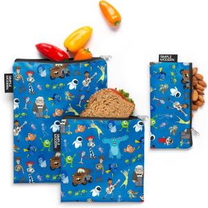 imageSimple Modern Disney Pixar Reusable Snack Bags for Kids Girls Boys  Food Safe BPA ampamp Phthalate Free Polyester Zip Pouches  Washable Sandwich Bag  Ellie Collection  3 pack  Pixar Mashup on BlueDisney Pixar Mashup on Blue
