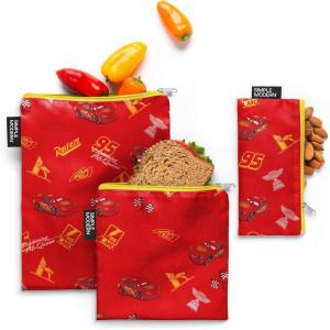 imageSimple Modern Disney Pixar Reusable Snack Bags for Kids Girls Boys  Food Safe BPA ampamp Phthalate Free Polyester Zip Pouches  Washable Sandwich Bag  Ellie Collection  3 pack  Pixar Mashup on BlueDisney Cars Lightning Speed