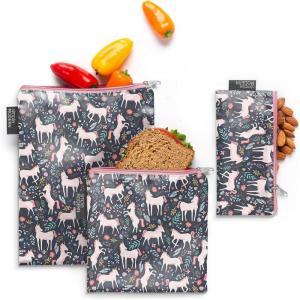 imageSimple Modern Disney Pixar Reusable Snack Bags for Kids Girls Boys  Food Safe BPA ampamp Phthalate Free Polyester Zip Pouches  Washable Sandwich Bag  Ellie Collection  3 pack  Pixar Mashup on BlueUnicorn Fields