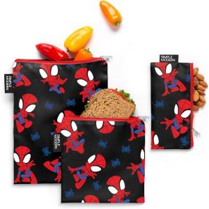 imageSimple Modern Disney Pixar Reusable Snack Bags for Kids Girls Boys  Food Safe BPA ampamp Phthalate Free Polyester Zip Pouches  Washable Sandwich Bag  Ellie Collection  3 pack  Pixar Mashup on BlueMarvel Go Spidey Go