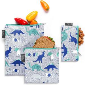 imageSimple Modern Disney Pixar Reusable Snack Bags for Kids Girls Boys  Food Safe BPA ampamp Phthalate Free Polyester Zip Pouches  Washable Sandwich Bag  Ellie Collection  3 pack  Pixar Mashup on BlueDinosaur Roar