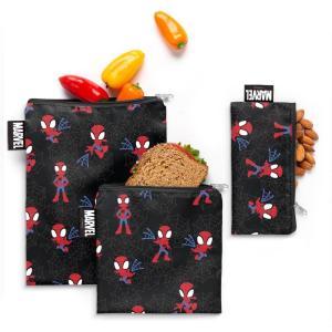 imageSimple Modern Disney Pixar Reusable Snack Bags for Kids Girls Boys  Food Safe BPA ampamp Phthalate Free Polyester Zip Pouches  Washable Sandwich Bag  Ellie Collection  3 pack  Pixar Mashup on BlueMarvel Spidey Kid
