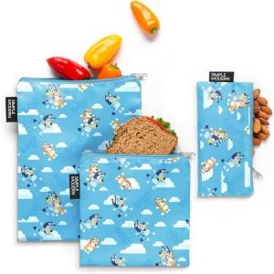 imageSimple Modern Disney Pixar Reusable Snack Bags for Kids Girls Boys  Food Safe BPA ampamp Phthalate Free Polyester Zip Pouches  Washable Sandwich Bag  Ellie Collection  3 pack  Pixar Mashup on BlueBluey Sky