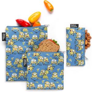 imageSimple Modern Disney Pixar Reusable Snack Bags for Kids Girls Boys  Food Safe BPA ampamp Phthalate Free Polyester Zip Pouches  Washable Sandwich Bag  Ellie Collection  3 pack  Pixar Mashup on BlueMinions Unite