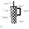imageSimple Modern Barbie Kids 24 oz Tumbler with Handle and Silicone Straw Lid  Spill Proof Leak Resistant  Reusable Stainless Steel Bottle  Gift Kids Boys Girls  Trek Collection  Barbie CheckmatePattern Black and White Checkmate