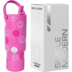 imageSimple Modern Barbie Kids 24 oz Tumbler with Handle and Silicone Straw Lid  Spill Proof Leak Resistant  Reusable Stainless Steel Bottle  Gift Kids Boys Girls  Trek Collection  Barbie CheckmatePattern Pink Happy Faces