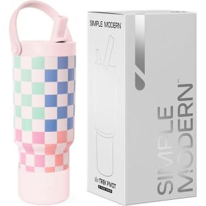 imageSimple Modern Barbie Kids 24 oz Tumbler with Handle and Silicone Straw Lid  Spill Proof Leak Resistant  Reusable Stainless Steel Bottle  Gift Kids Boys Girls  Trek Collection  Barbie CheckmatePattern Hopscotch Checkmate