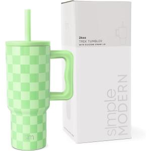 imageSimple Modern Barbie Kids 24 oz Tumbler with Handle and Silicone Straw Lid  Spill Proof Leak Resistant  Reusable Stainless Steel Bottle  Gift Kids Boys Girls  Trek Collection  Barbie CheckmatePattern Lime Checkmate