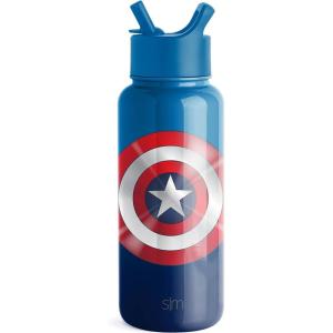 imageSimple Modern Disney Princess Water Bottle with Straw Lid Vacuum Insulated Stainless Steel Metal Thermos  Gifts for Women Reusable Leak Proof Flask  Summit Collection  32oz Seal of a PrincessMarvel Captain America Shield