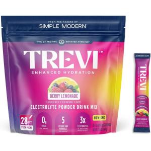 imageTREVI Sugar Free Electrolytes  Drink Mix Hydration Powder Packets  28 Count  Berry Lemonade