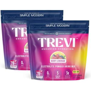 imageTREVI Sugar Free Electrolytes  Drink Mix Hydration Powder Packets  28 Count  RaspberryBerry Lemonade