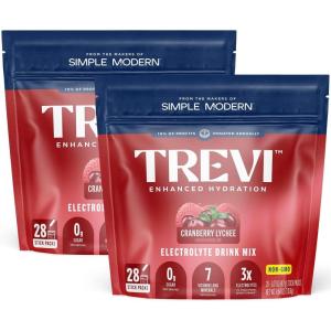 imageTREVI Sugar Free Electrolytes  Drink Mix Hydration Powder Packets  28 Count  RaspberryCranberry Lychee