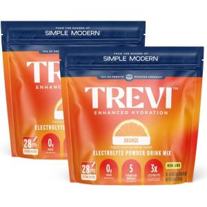imageTREVI Sugar Free Electrolytes  Drink Mix Hydration Powder Packets  28 Count  RaspberryOrange
