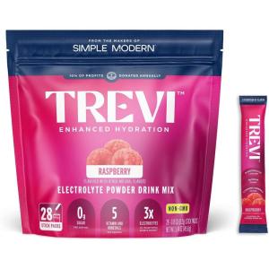imageTREVI Sugar Free Electrolytes  Drink Mix Hydration Powder Packets  28 Count  RaspberryRaspberry