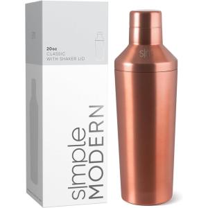 imageSimple Modern Cocktail Shaker Set with Jigger Lid  Stainless Steel Boston Shaker Insulated Martini Mixer for Mocktails  Gifts for Men Women Him Her  Classic Collection  20oz  Metallic CopperMetallic Copper