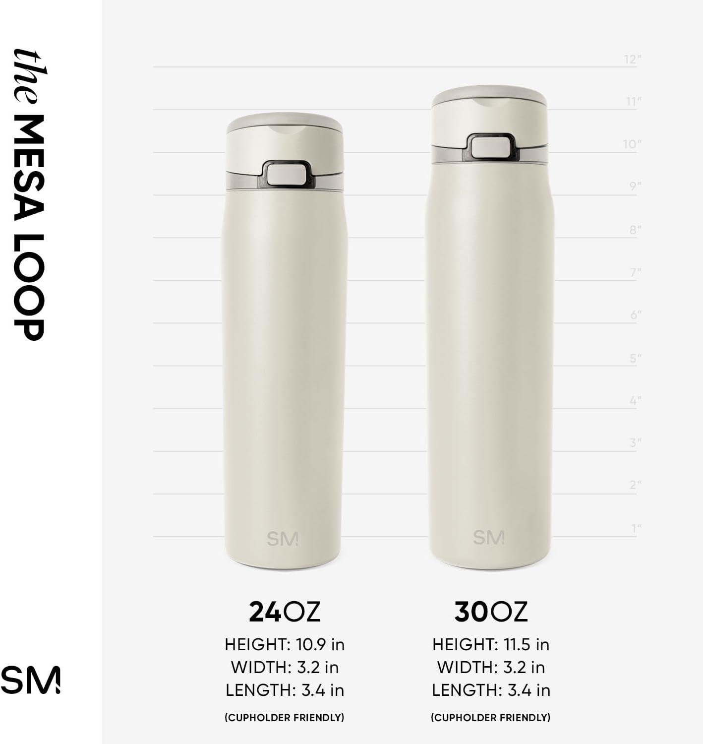 imageSimple Modern Mesa Loop Water Bottle with Straw  24oz Cup Holder Friendly Insulated Stainless Steel Bottles for Travel Sports and School  NeptuneCashew