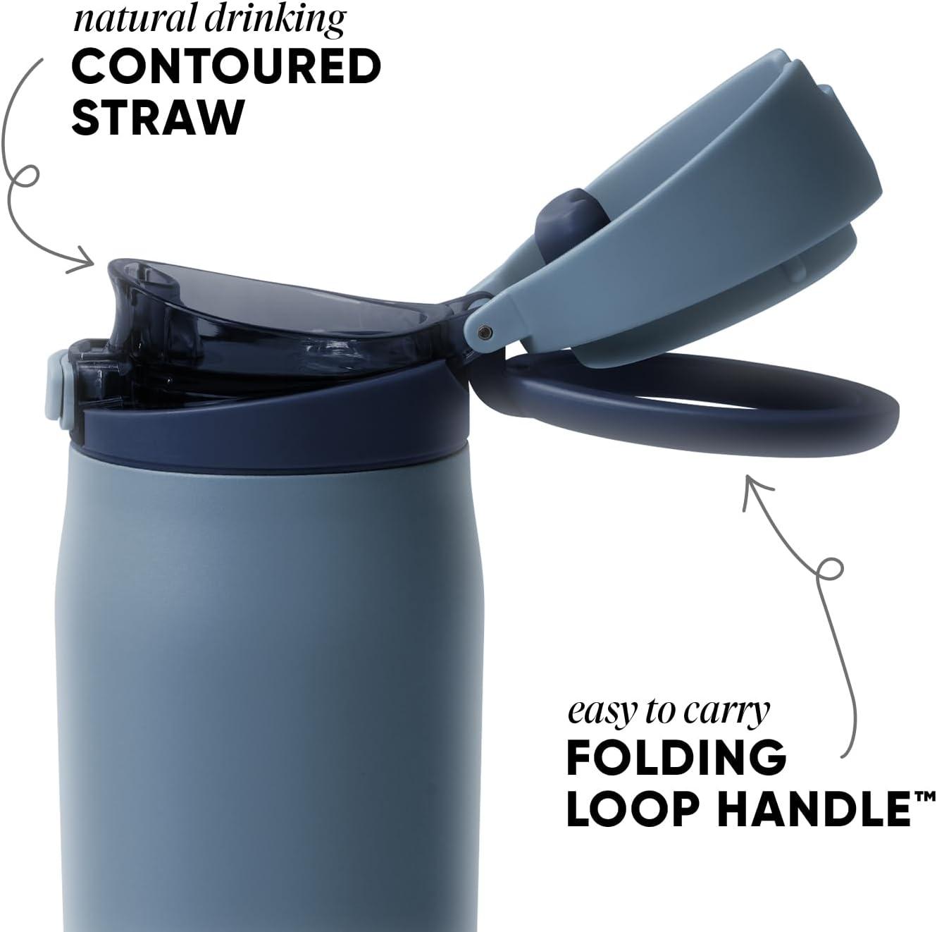 imageSimple Modern Mesa Loop Water Bottle with Straw  24oz Cup Holder Friendly Insulated Stainless Steel Bottles for Travel Sports and School  NeptuneDeep Dune