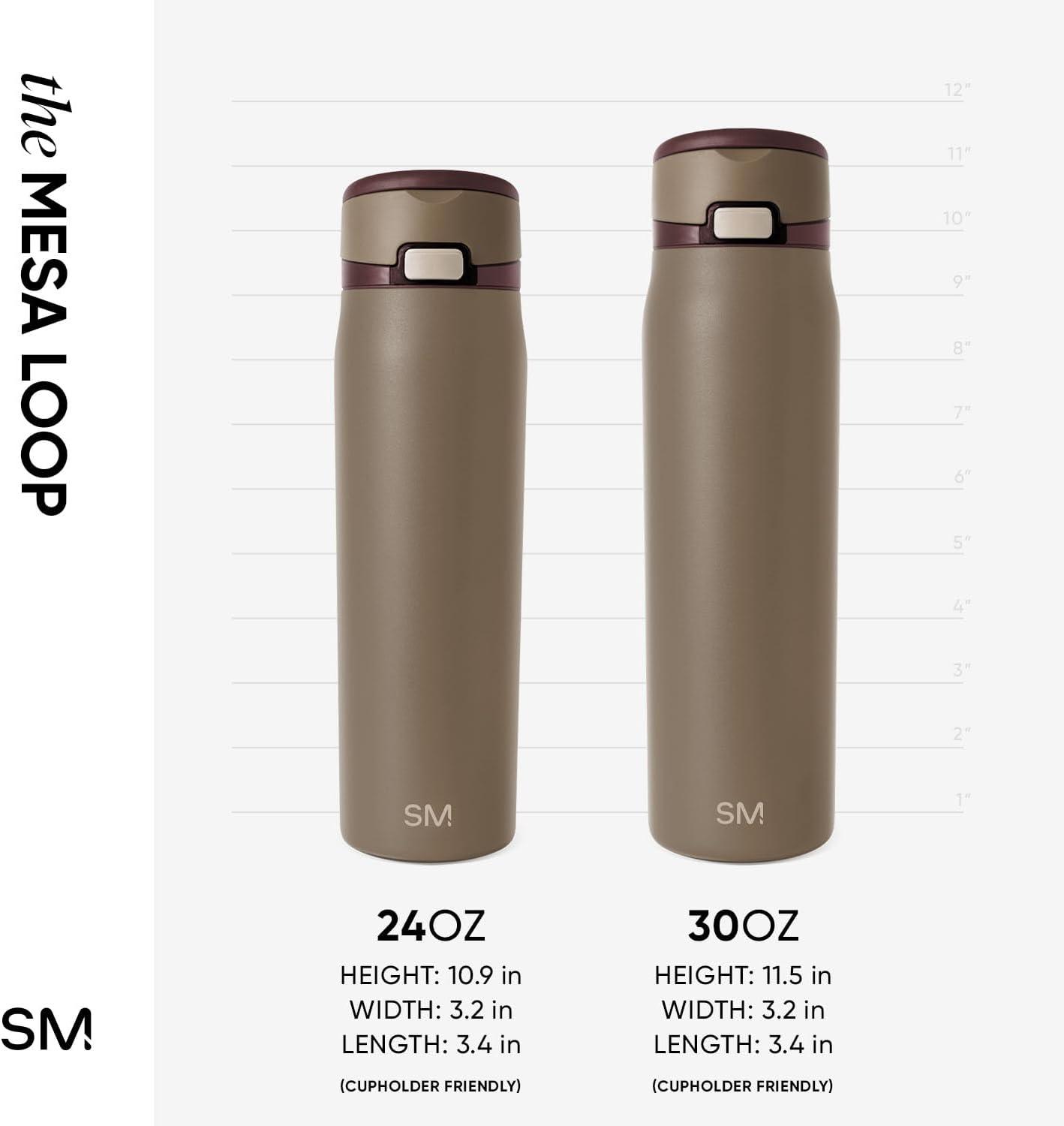 imageSimple Modern Mesa Loop Water Bottle with Straw  24oz Cup Holder Friendly Insulated Stainless Steel Bottles for Travel Sports and School  NeptuneHazelnut