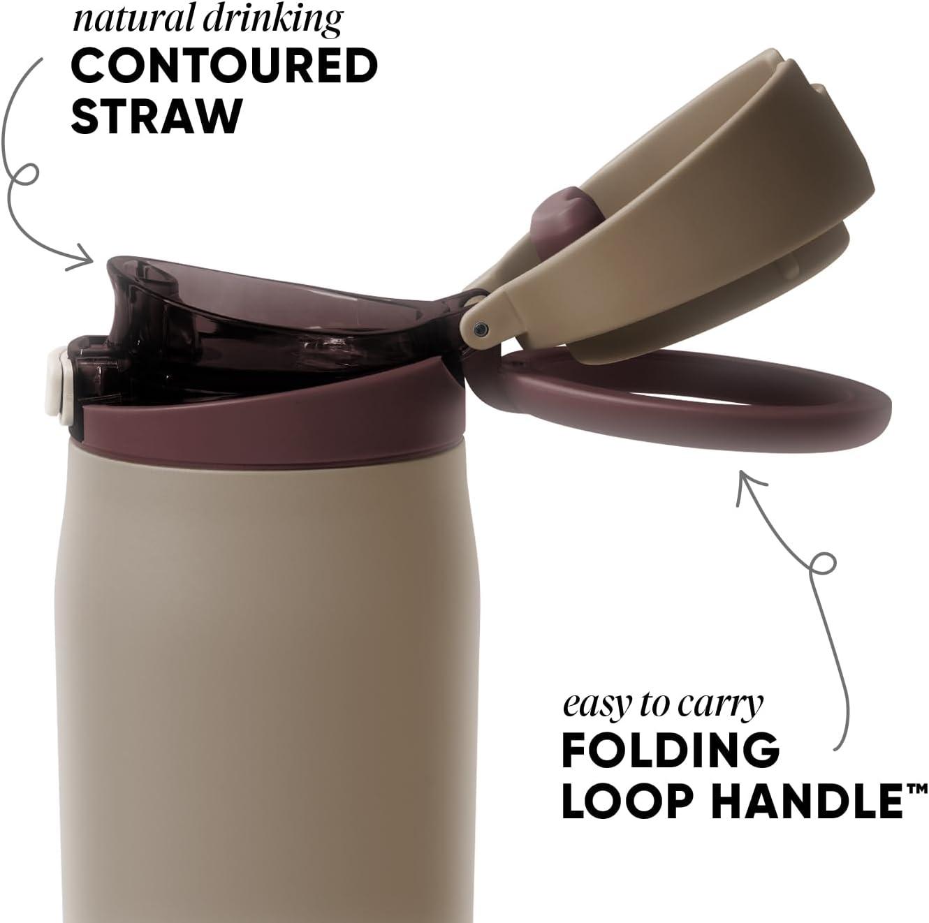 imageSimple Modern Mesa Loop Water Bottle with Straw  24oz Cup Holder Friendly Insulated Stainless Steel Bottles for Travel Sports and School  NeptuneHazelnut