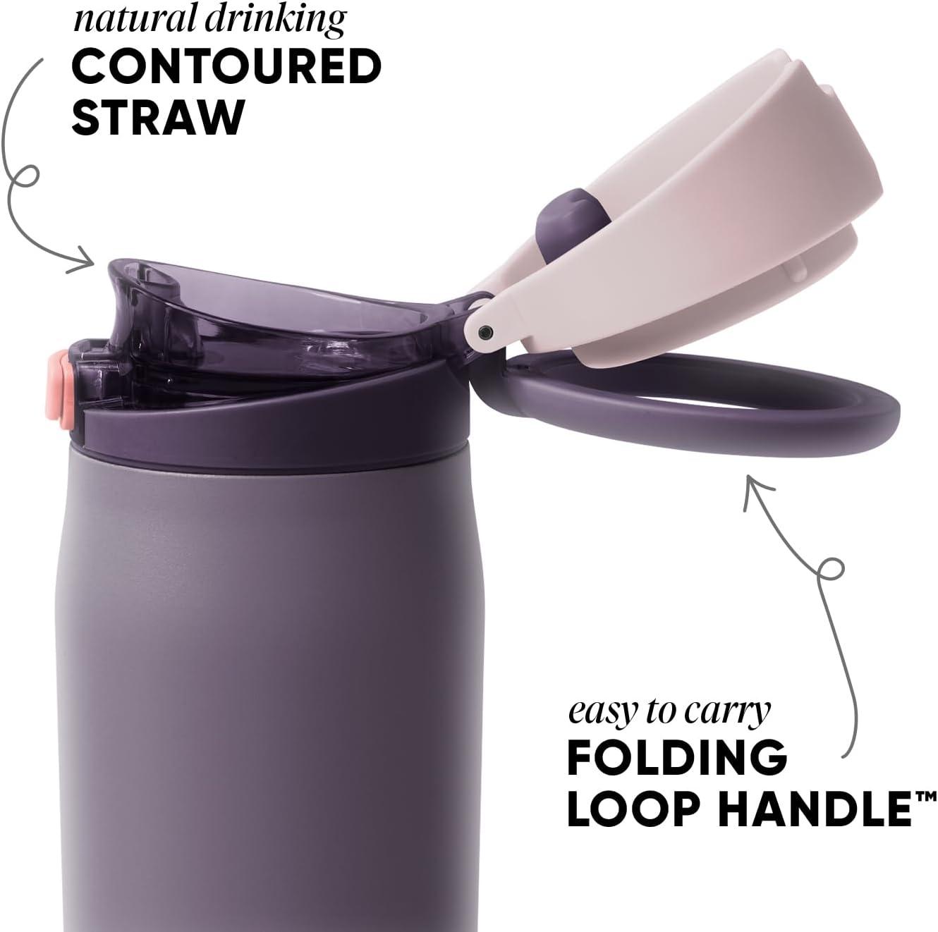 imageSimple Modern Mesa Loop Water Bottle with Straw  24oz Cup Holder Friendly Insulated Stainless Steel Bottles for Travel Sports and School  NeptuneIris Sage