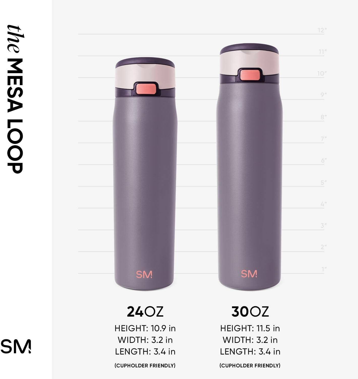 imageSimple Modern Mesa Loop Water Bottle with Straw  24oz Cup Holder Friendly Insulated Stainless Steel Bottles for Travel Sports and School  NeptuneIris Sage
