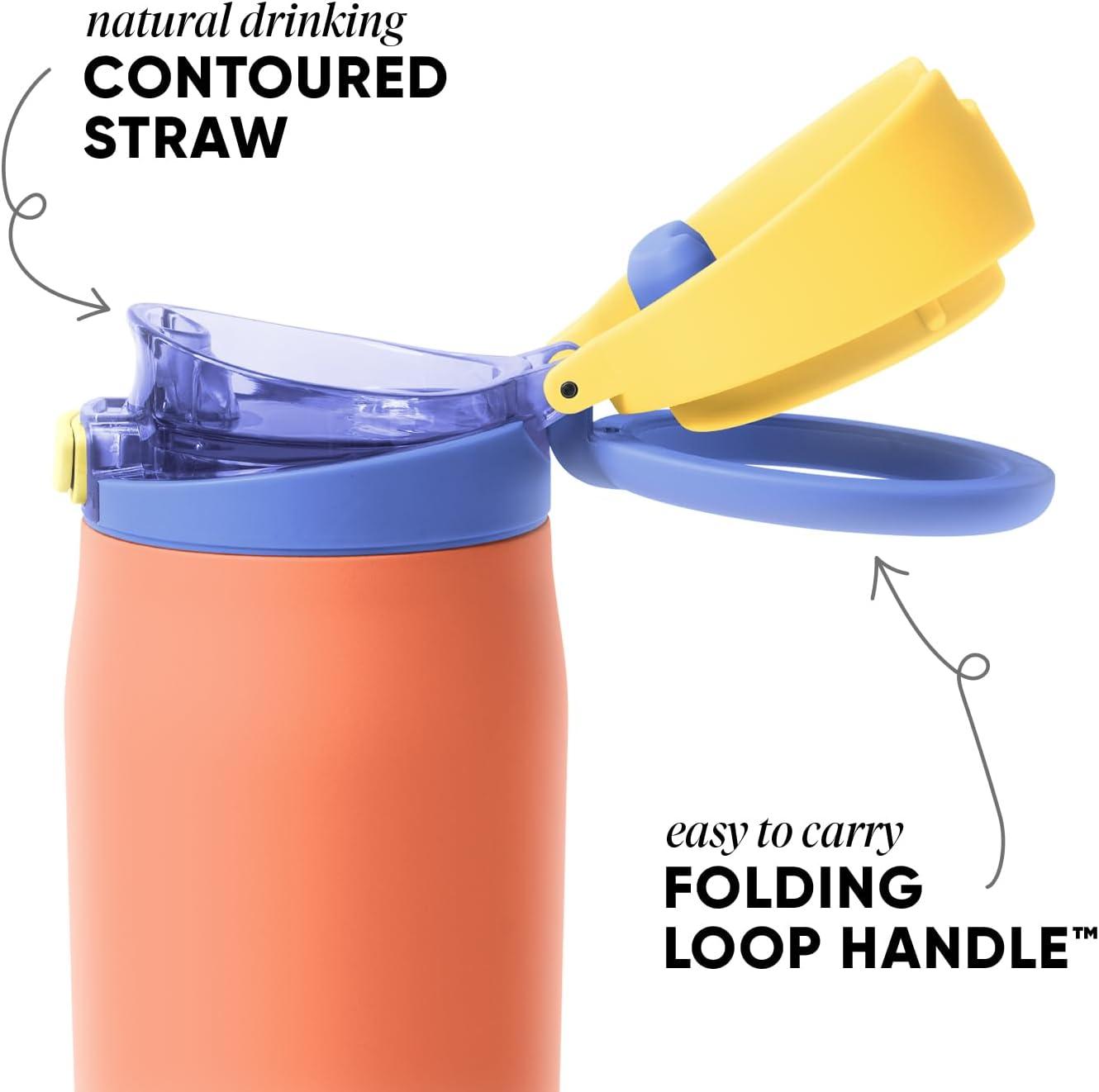 imageSimple Modern Mesa Loop Water Bottle with Straw  24oz Cup Holder Friendly Insulated Stainless Steel Bottles for Travel Sports and School  NeptuneMango