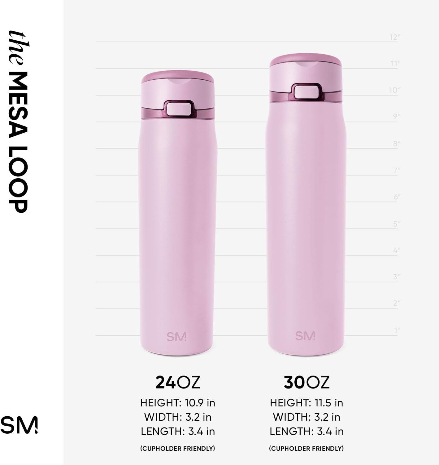 imageSimple Modern Mesa Loop Water Bottle with Straw  24oz Cup Holder Friendly Insulated Stainless Steel Bottles for Travel Sports and School  NeptunePink Champagne