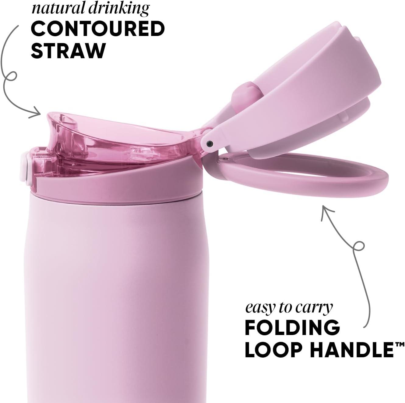 imageSimple Modern Mesa Loop Water Bottle with Straw  24oz Cup Holder Friendly Insulated Stainless Steel Bottles for Travel Sports and School  NeptunePink Champagne