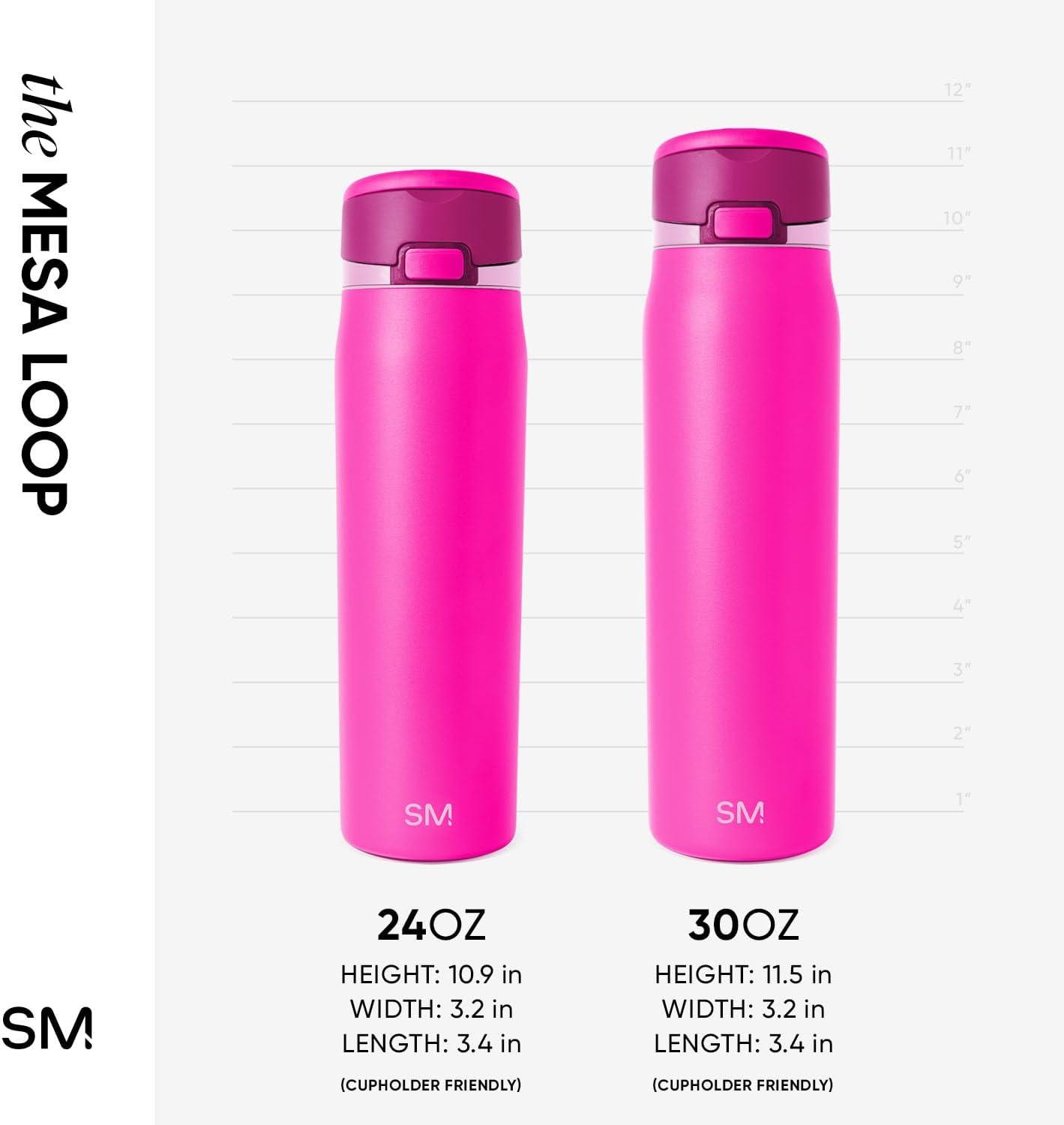 imageSimple Modern Mesa Loop Water Bottle with Straw  24oz Cup Holder Friendly Insulated Stainless Steel Bottles for Travel Sports and School  NeptuneRaspberry Vibes