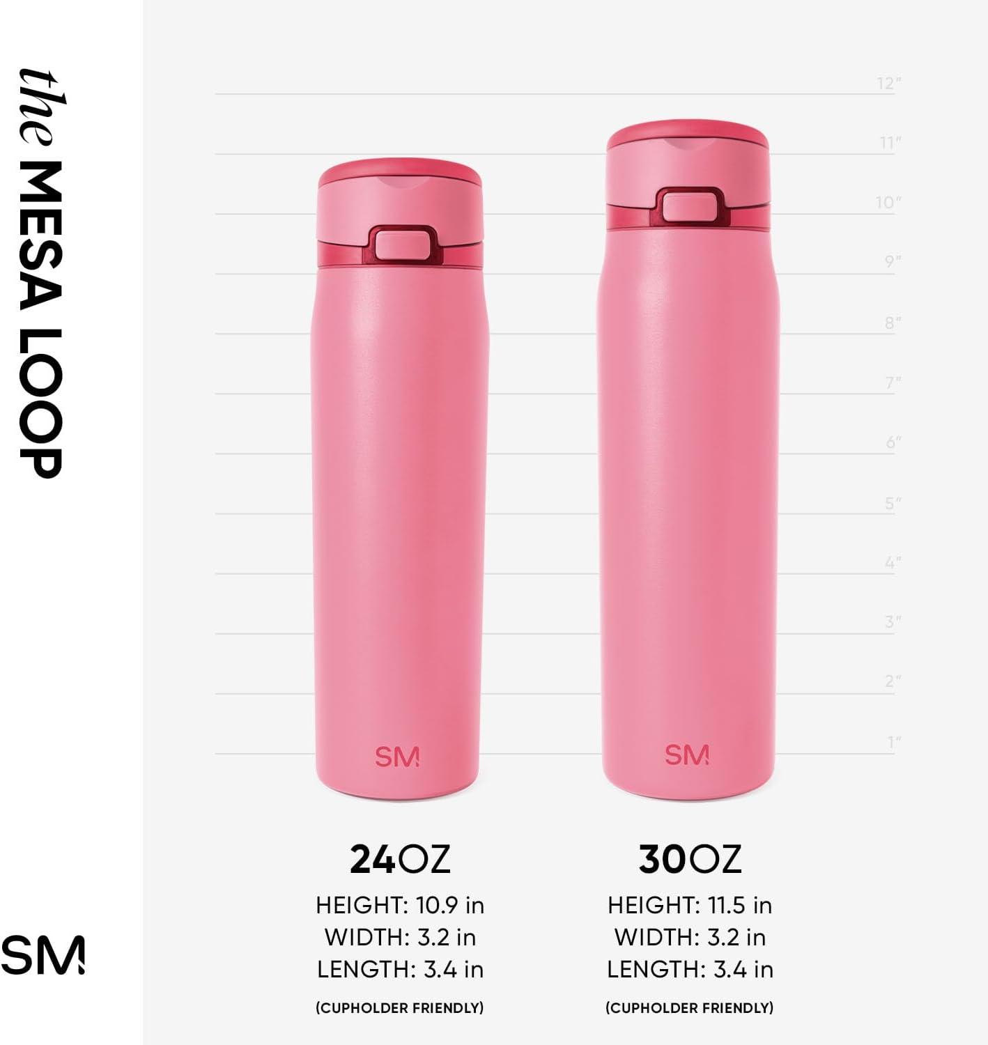 imageSimple Modern Mesa Loop Water Bottle with Straw  24oz Cup Holder Friendly Insulated Stainless Steel Bottles for Travel Sports and School  NeptuneVelvet Pink