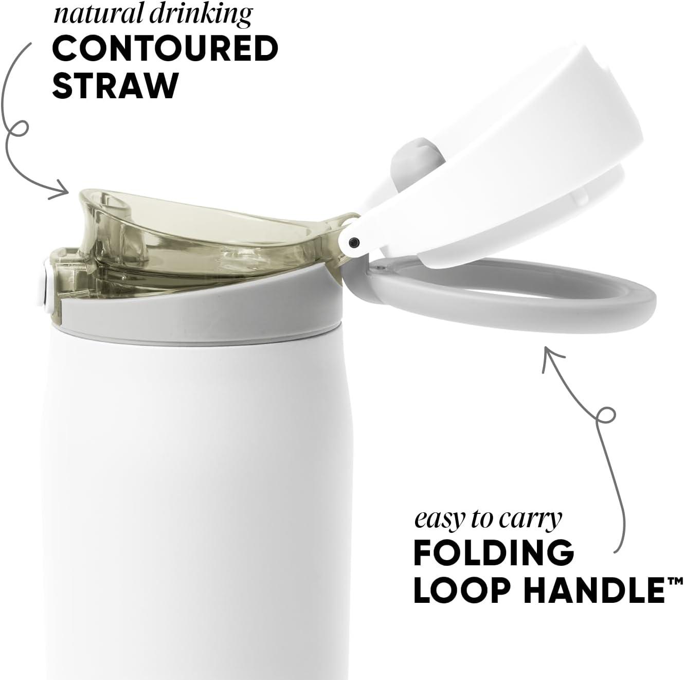 imageSimple Modern Mesa Loop Water Bottle with Straw  24oz Cup Holder Friendly Insulated Stainless Steel Bottles for Travel Sports and School  NeptuneWinter White