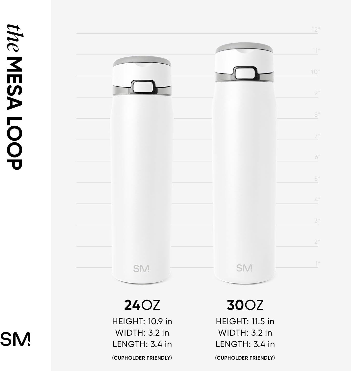 imageSimple Modern Mesa Loop Water Bottle with Straw  24oz Cup Holder Friendly Insulated Stainless Steel Bottles for Travel Sports and School  NeptuneWinter White