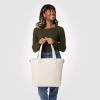 imageSimple Modern Quilted Tote Bag for Women  Medium Size wCompartments ampamp Laptop Sleeve  Adjustable Strap  Zipper TopAlmond Birch