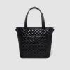 imageSimple Modern Quilted Tote Bag for Women  Medium Size wCompartments ampamp Laptop Sleeve  Adjustable Strap  Zipper TopBlack Lacquer