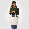 imageSimple Modern Quilted Tote Bag for Women  Medium Size wCompartments ampamp Laptop Sleeve  Adjustable Strap  Zipper TopCream