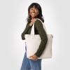 imageSimple Modern Quilted Tote Bag for Women  Medium Size wCompartments ampamp Laptop Sleeve  Adjustable Strap  Zipper TopCream