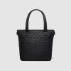 imageSimple Modern Quilted Tote Bag for Women  Medium Size wCompartments ampamp Laptop Sleeve  Adjustable Strap  Zipper TopMidnight Black