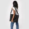 imageSimple Modern Quilted Tote Bag for Women  Medium Size wCompartments ampamp Laptop Sleeve  Adjustable Strap  Zipper TopMidnight Black