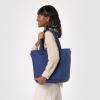 imageSimple Modern Quilted Tote Bag for Women  Medium Size wCompartments ampamp Laptop Sleeve  Adjustable Strap  Zipper TopNavy