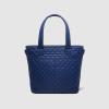 imageSimple Modern Quilted Tote Bag for Women  Medium Size wCompartments ampamp Laptop Sleeve  Adjustable Strap  Zipper TopNavy