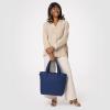 imageSimple Modern Quilted Tote Bag for Women  Medium Size wCompartments ampamp Laptop Sleeve  Adjustable Strap  Zipper TopNavy