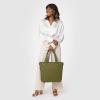 imageSimple Modern Quilted Tote Bag for Women  Medium Size wCompartments ampamp Laptop Sleeve  Adjustable Strap  Zipper TopOlive