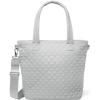 imageSimple Modern Quilted Tote Bag for Women  Medium Size wCompartments ampamp Laptop Sleeve  Adjustable Strap  Zipper TopIce Gray