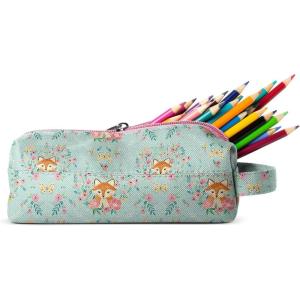imageSimple Modern Pencil Case Pouch Box for School  Kids Durable Bag Organizer for Office Makeup and Travel Supplies Polyester Zip Pouch  Hudson Collection  Fox and the FlowerPattern Fox and the Flower